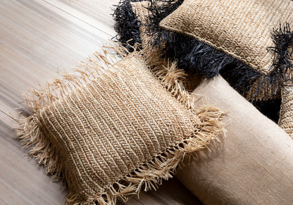 HOUSSE DE COUSSIN | RAFFIA | NOIR