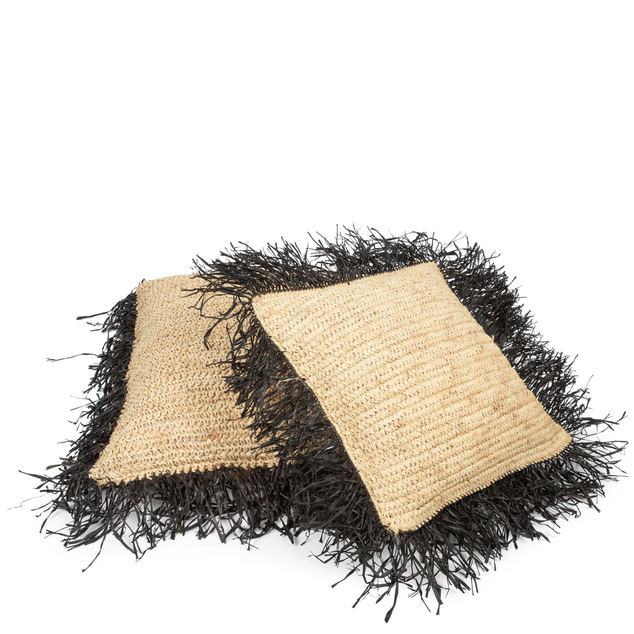 HOUSSE DE COUSSIN | RAFFIA | NOIR